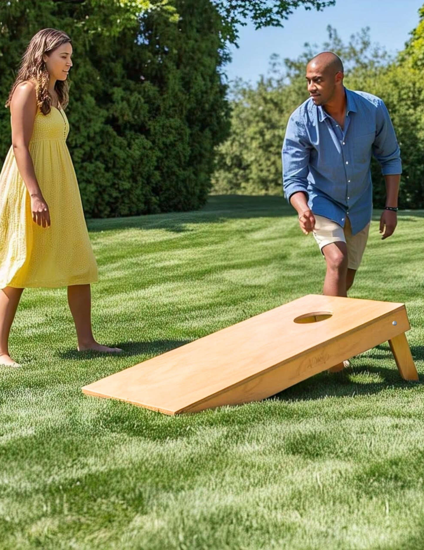 BYG Regulation Size Cornhole Boards – 4ft x 2ft Solid Wood Cornhole Game Set